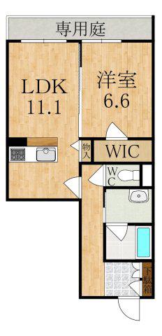 モノリスKG55(1LDK/1階)の間取り写真