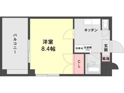 メイン新屋敷(1K/5階)の間取り写真