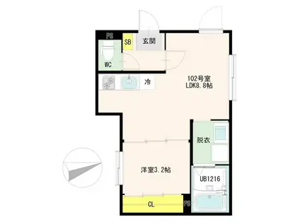 西新井栄町一丁目2B DIIRA(1LDK/1階)の間取り写真