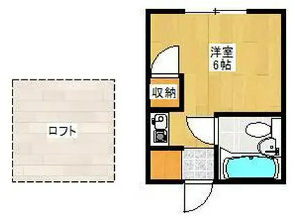 ルーブルハウス(ワンルーム/2階)の間取り写真