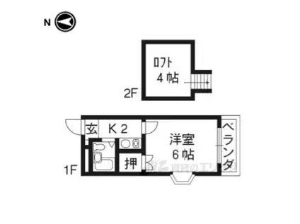 AXIS Ⅰ(1K/2階)の間取り写真