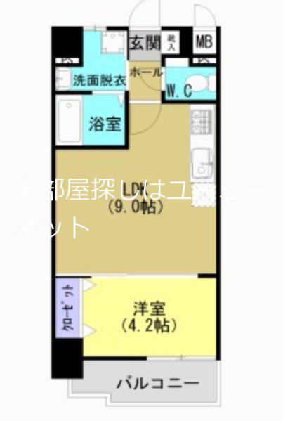 加治屋町MSH(1LDK/4階)の間取り写真