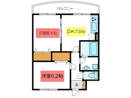 ベルノス34(2DK/3階)の間取り写真