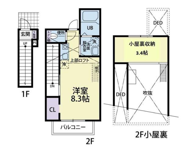 CAT COCOA II B(ワンルーム/2階)の間取り写真