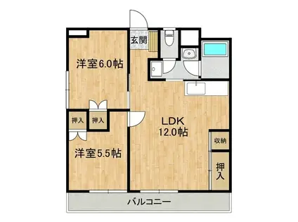 ラファミーユ大工町(2LDK/5階)の間取り写真