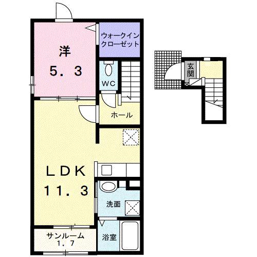 セントラルレジデンス柞原(1LDK/2階)の間取り写真