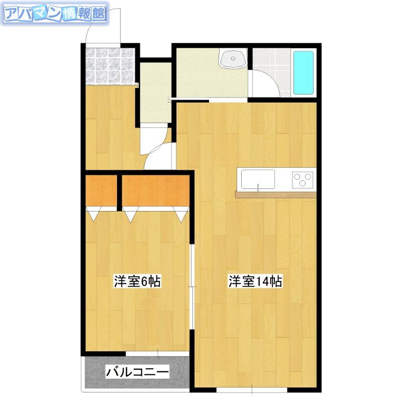 シュエット(1LDK/2階)の間取り写真