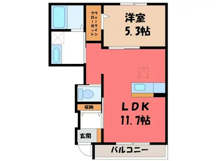 パルジェ(1LDK/1階)の間取り写真