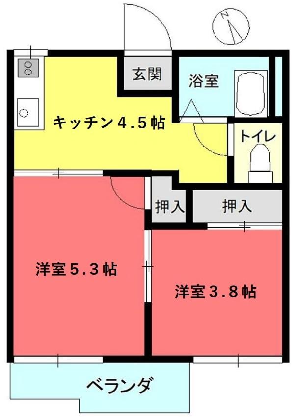コーポ東長崎(2K/2階)の間取り写真