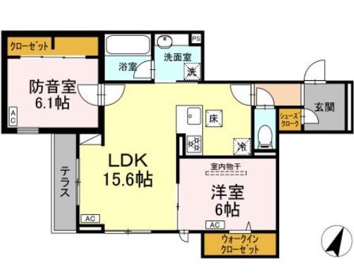ＪＲ南武線 武蔵新城駅 徒歩18分 3階建 新築(2LDK/1階)の間取り写真
