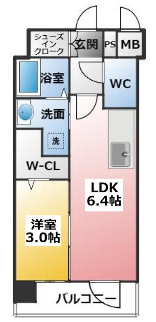 エステムコート名古屋サウスネクスト(1DK/9階)の間取り写真