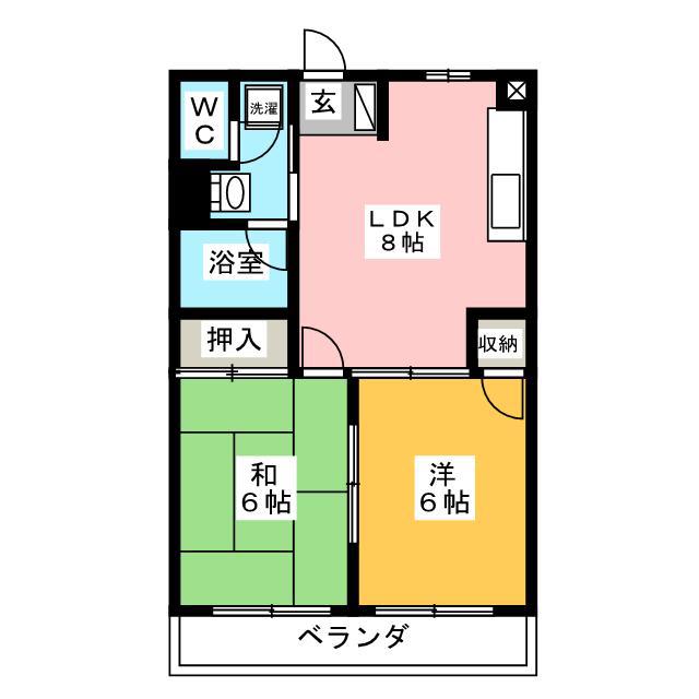 メゾンドロッシュ(2LDK/3階)の間取り写真