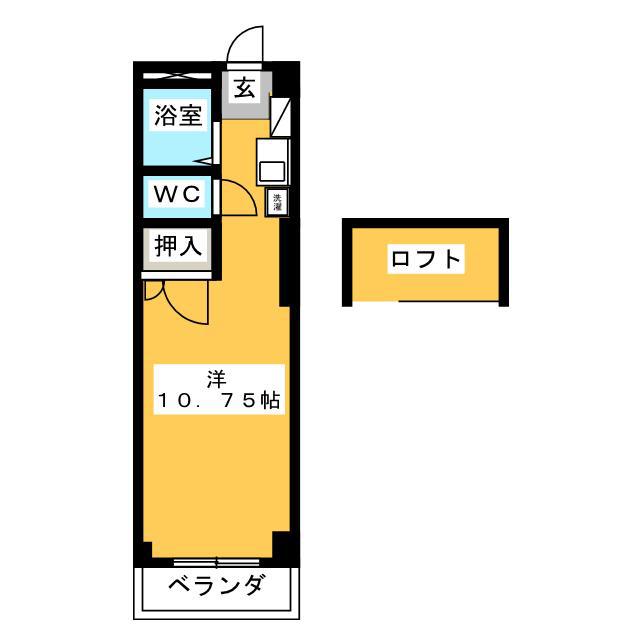 豊田ハイツ B(ワンルーム/1階)の間取り写真