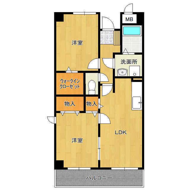 エクセラン春日(2LDK/1階)の間取り写真