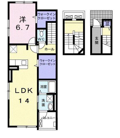 グランデ フィオーレ 虹ケ浜 1LDKHT2W(1LDK/3階)の間取り写真