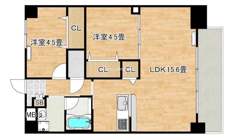 シャンピア堺(2LDK/7階)の間取り写真