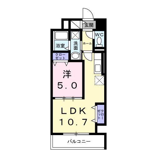 ウィングコート天王寺(1LDK/2階)の間取り写真