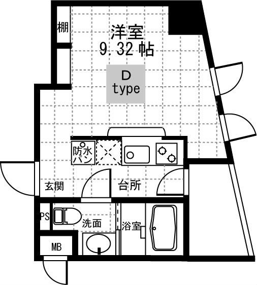 エムグランジュ(ワンルーム/3階)の間取り写真