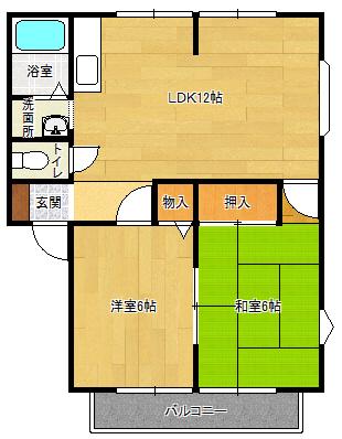 ガーデンハイツ北山I(2LDK/2階)の間取り写真
