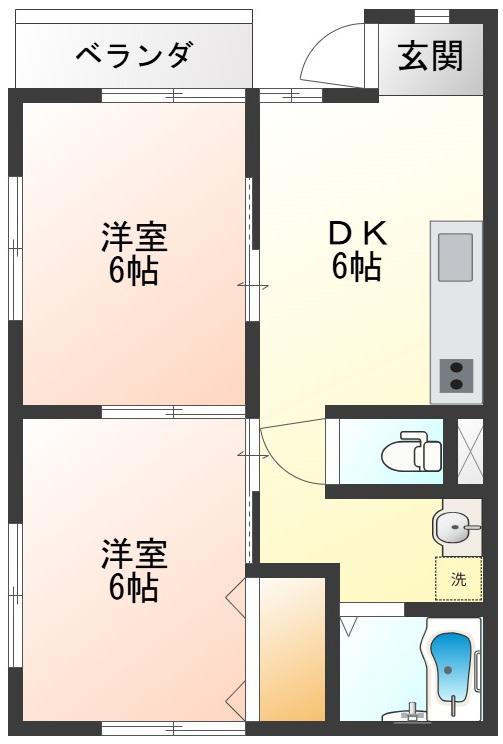 メイツ荏原町(2DK/1階)の間取り写真