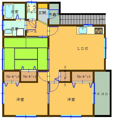 コーポマウンテンII(3LDK/2階)の間取り写真