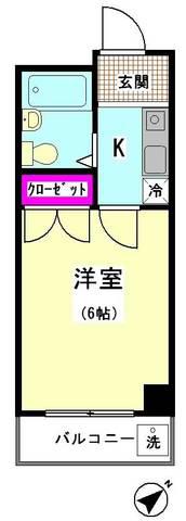 リムジン65(1K/2階)の間取り写真