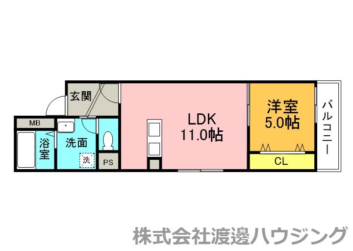 HERBE豊中曽根(1LDK/3階)の間取り写真