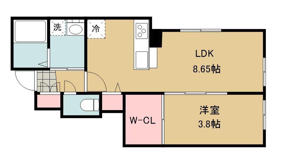 GR鹿野(1LDK/1階)の間取り写真