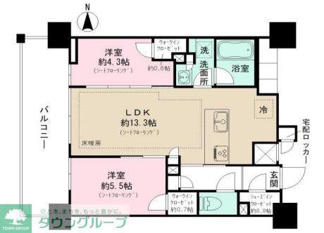 オーベルアーバンツ秋葉原(2LDK/6階)の間取り写真