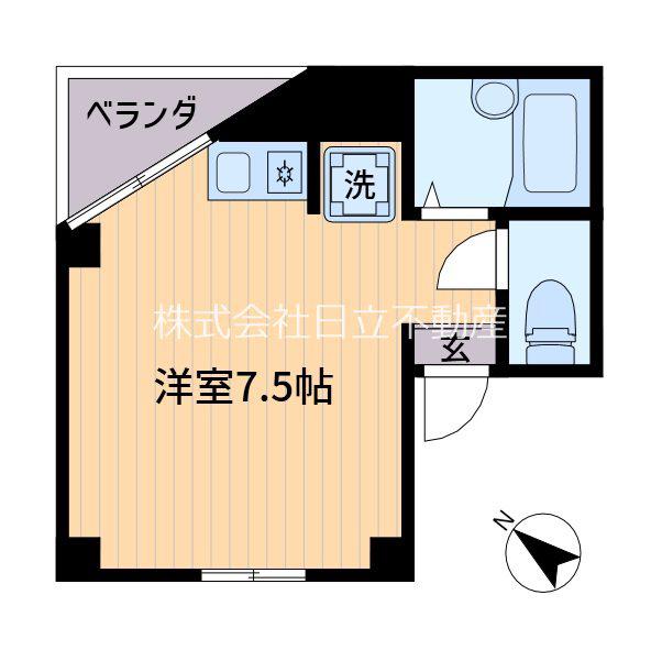 アンジェラス(ワンルーム/3階)の間取り写真