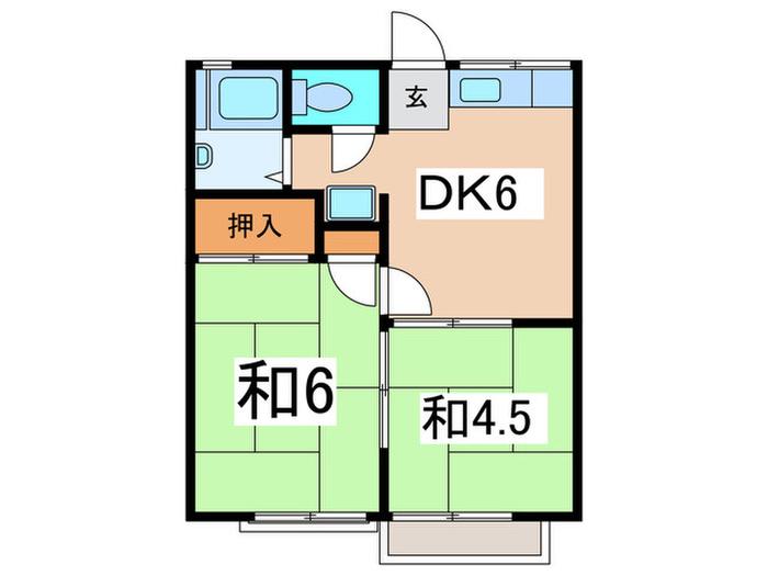 チェリーハイツ(2DK/2階)の間取り写真