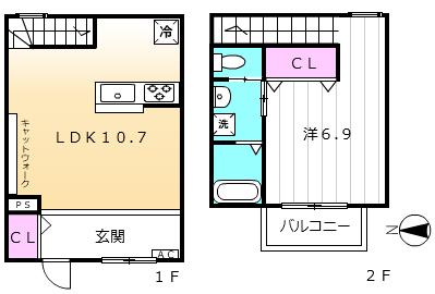 BLEU BRUN A(1LDK/1階)の間取り写真