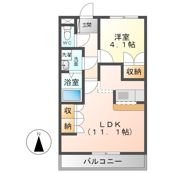 サニーヒルズ芥見(1LDK/2階)の間取り写真