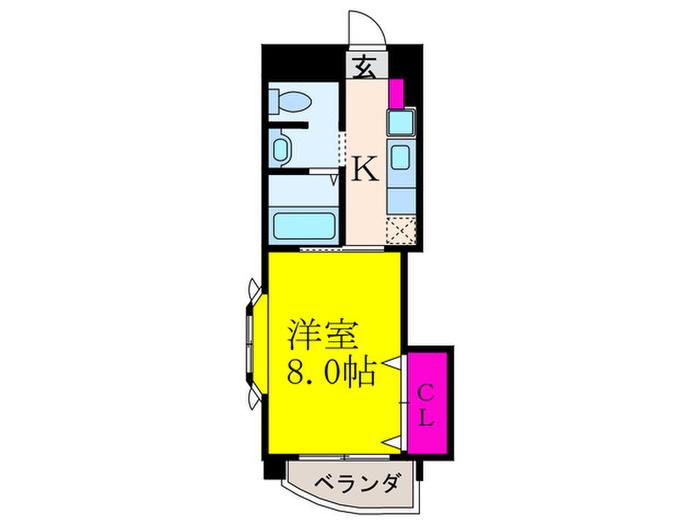 ドリームズ・カム・トゥルー(1K/8階)の間取り写真