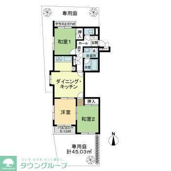 ライオンズマンション東伏見(3DK/1階)の間取り写真