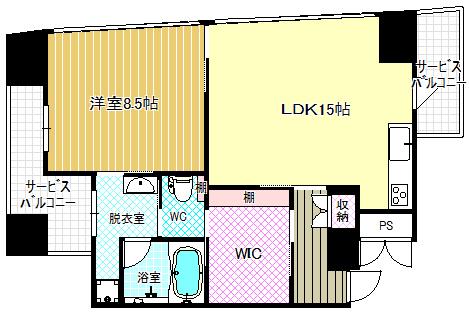 WOB NISHIUMEDA(1LDK/12階)の間取り写真