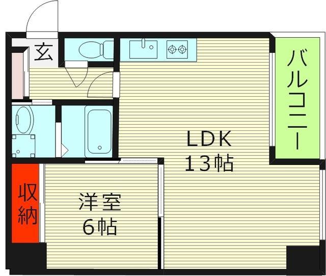 千林ロイヤルハイツ(1LDK/9階)の間取り写真