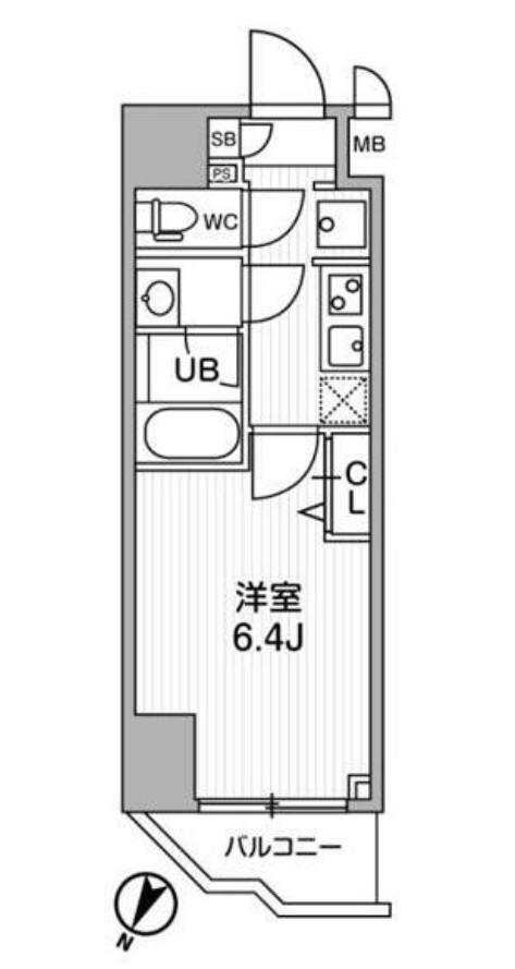 ALTERNA横濱阪東橋(1K/1階)の間取り写真