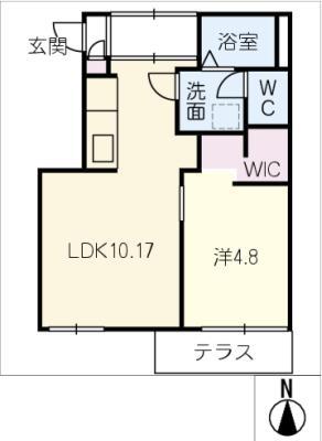 フレグランス砂田A棟(1LDK/1階)の間取り写真
