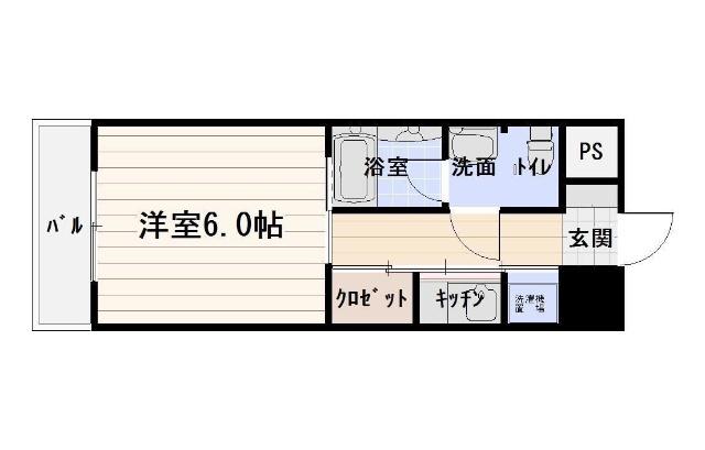 スパークリングタワー西門橋(1K/4階)の間取り写真