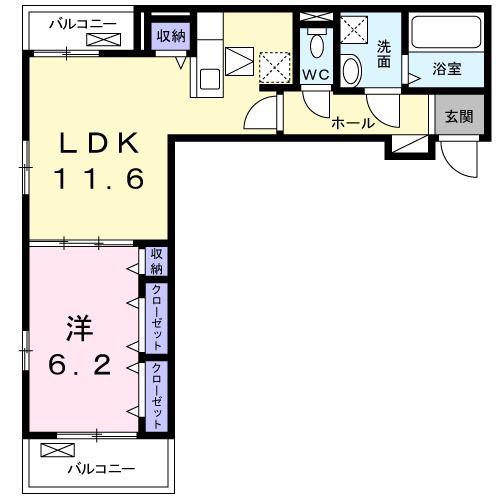 チェレブラーレ(1LDK/1階)の間取り写真