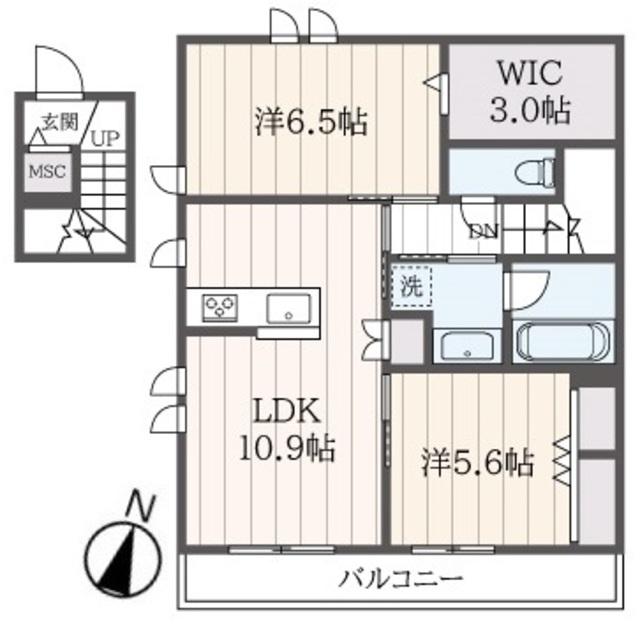 LUPINUS(2LDK/2階)の間取り写真