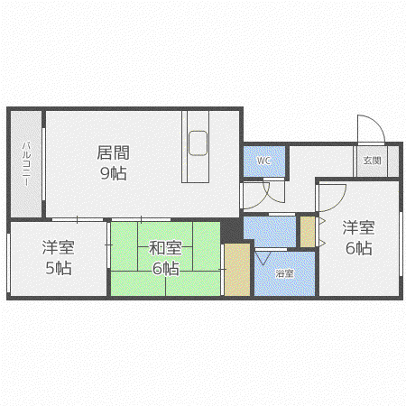 ロイヤル東苗穂IV(3LDK/3階)の間取り写真
