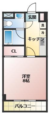 ヴィヴァーチェ日吉(1K/4階)の間取り写真