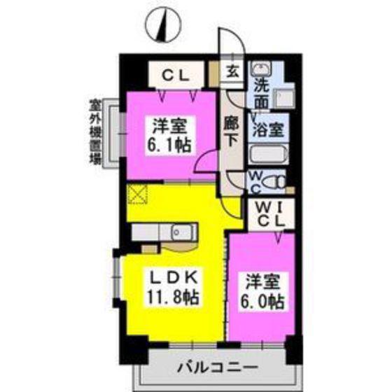 アルページュ西新(2LDK/7階)の間取り写真