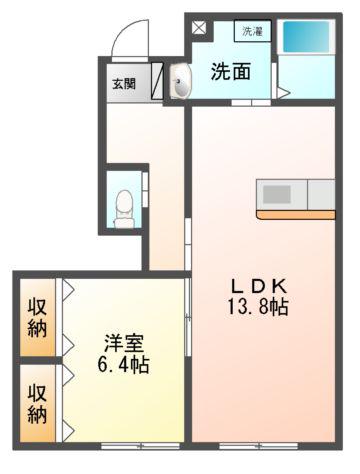 コンフォータブルプレイス(1LDK/1階)の間取り写真