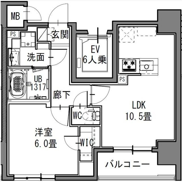 S-RESIDENCE新御徒町イースト(1LDK/4階)の間取り写真