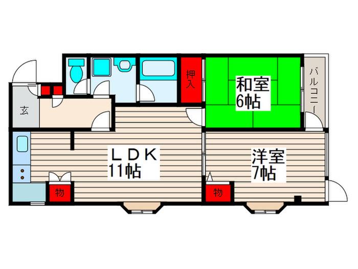 エミネンスオガワ(2LDK/2階)の間取り写真