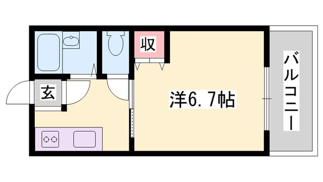 ハイツしらさぎ(1K/2階)の間取り写真