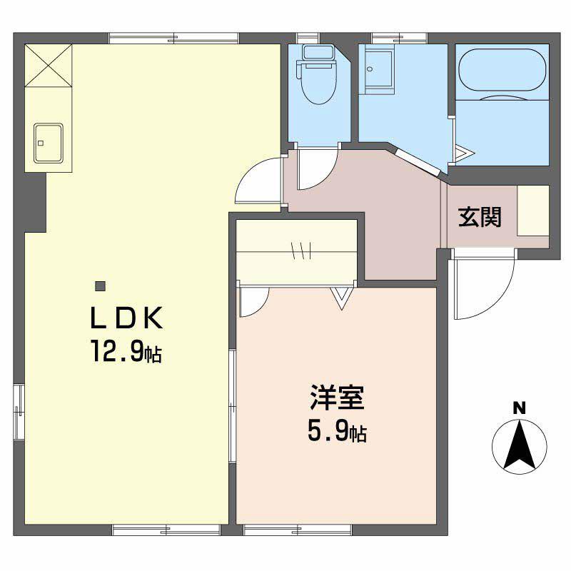 フェリスバレーナ(1LDK/1階)の間取り写真